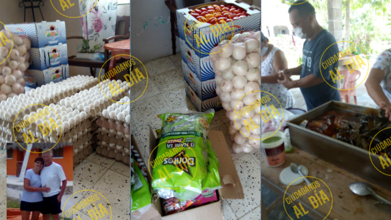 CANADIENSE ENTREGAN PEQUEÑAS DESPENSAS A FAMILIAS DE DZIDZANTÚN