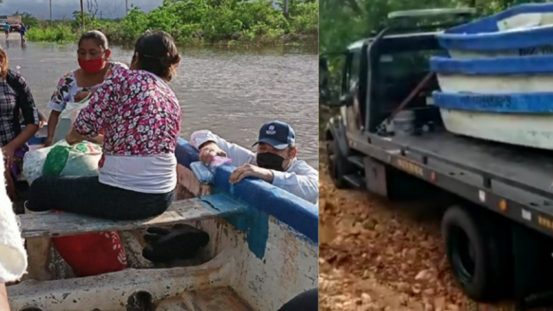 LLEVAN LANCHAS A TEKAX PARA AGILIZAR LABORES DE RESCATE