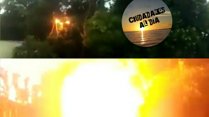 (video) FUERTE TURBONADA OCASIONÓ UN CORTO CIRCUITO EN SEYÉ, SE REVENTÓ UN CABLE DE ALTA TENSIÓN