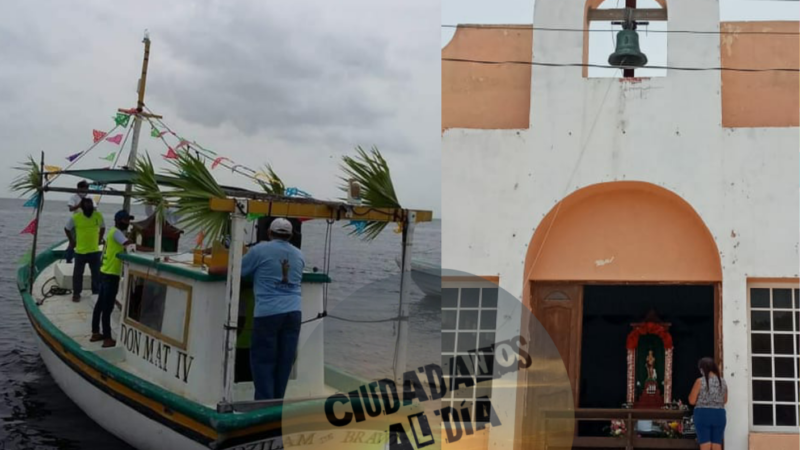 FELIGRESES DE DZILAM DE BRAVO REALIZARON PEREGRINACIÓN MARINA EN HONOR A SAN JUAN