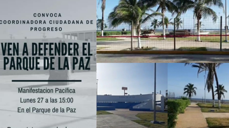 Piden a AMLO que pare la demolición del “Parque De La Paz” en Progreso, recolectaran firmas.