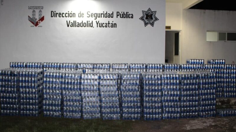 La policía de Valladolid decomisó más de 6 mil latas de cervezas y le dio la libre al que lo trasporta
