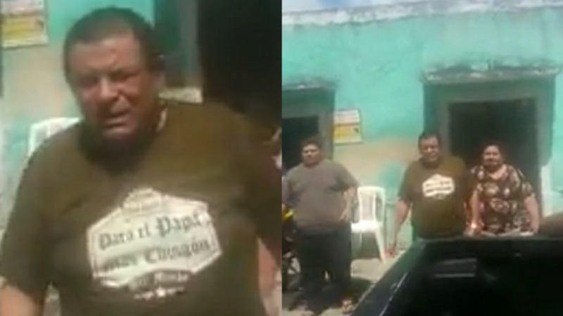 (vídeo)Descubrieron vendiendo clandestino al tito piña y su familia, de coraje golpearon a policías en Acanceh