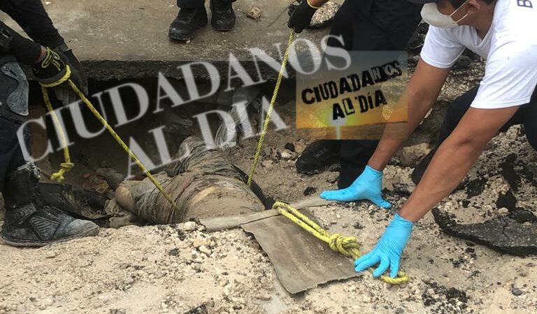 Autoridades retiraron cadáver encontrado dentro de un túnel de huachicol