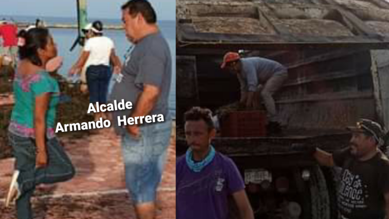 Irresponsable alcalde de Dzilam de Bravo mandó a personal sin cubrebocas a limpiar el malecón
