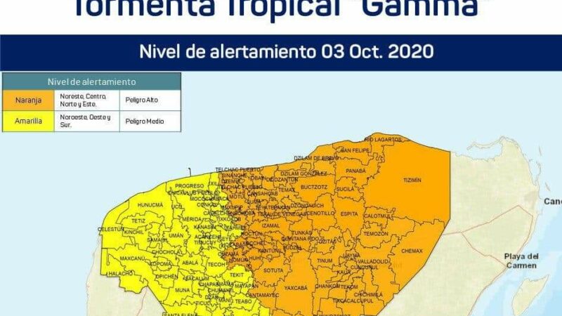 Yucatán en alerta naranja ante la cercanía de la tormenta tropical “Gamma”