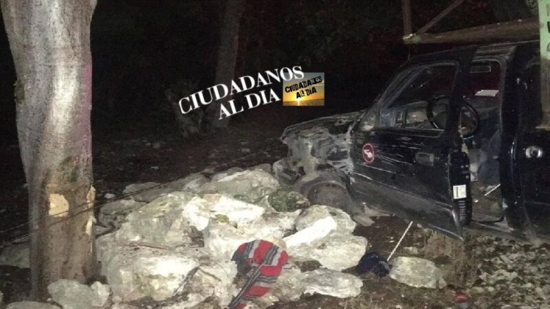 Chocó contra una albarrada y abandonó su camioneta en la vía Cacalchén- Motul.