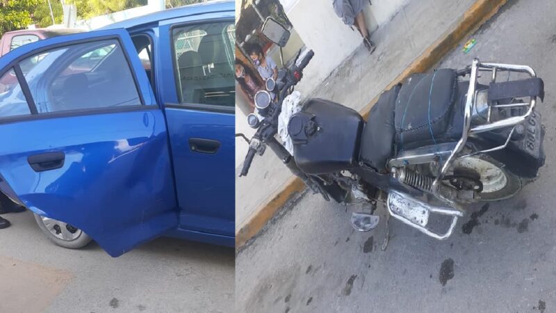 Imprudente pasajero provoca que choque un motociclista