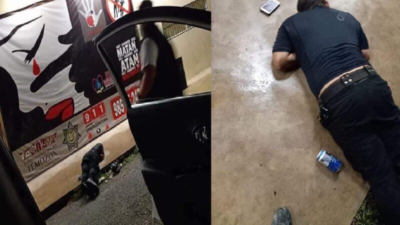 Un policía de Tenazón se quedar sin chamba por borracho, lo exhibieron en fotografía