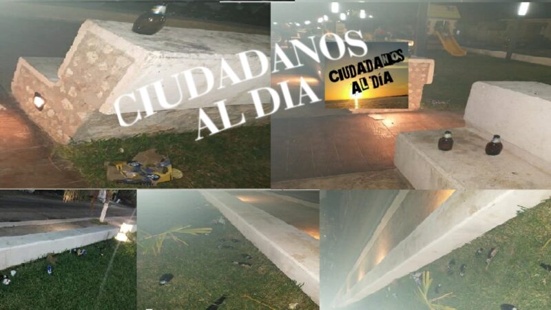 Se embriagan y ensucian el malecón de Dzilam de Bravo, la policía brilla por su ausencia.