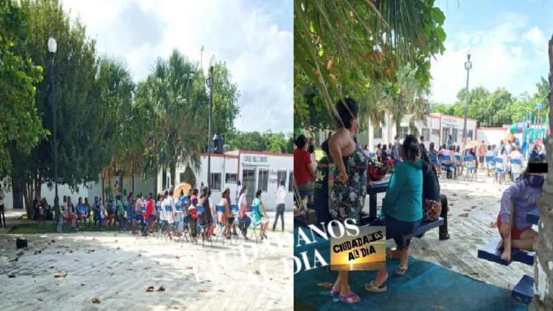 Mientras personal del DIF de Dzidzantún desayunaban personas esperaban bajo el sol denuncian