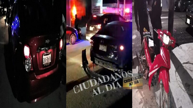Rápida, furiosa y ebria una mujer choco tres veces y lesionó a dos motociclistas en progreso