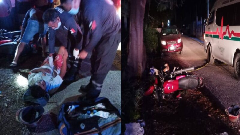 El Moreno perdió el control de una moto y chocó contra un automóvil estacionado.