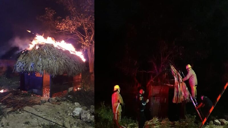 Una casita de madera abandonada se quemó misteriosamente en Tizimín
