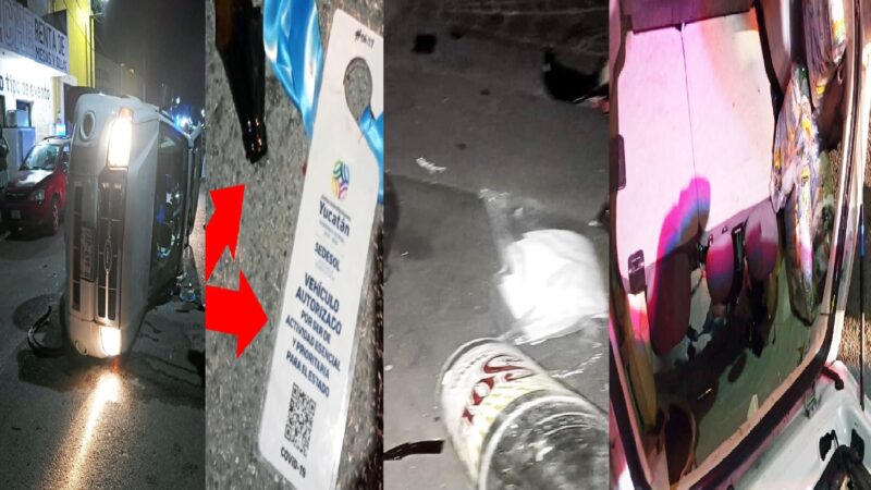 Completamente ebrio estrella una camioneta del DIF municipal y vuelca en Tecoh