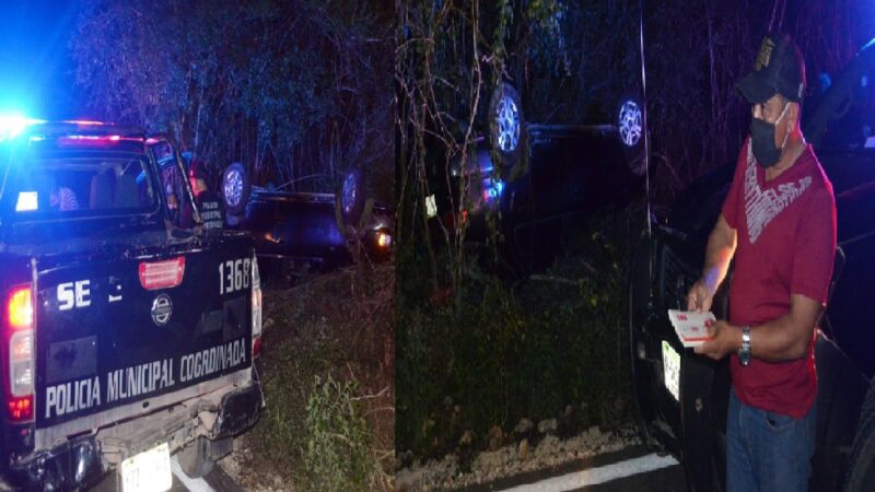 Vuelca el síndico de Seyé, iban acompañado de su hermano y dos mujeres dicen testigos