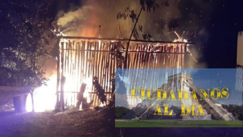 Deja su fogón encendido y se quema su cocina de madera y huano en Dzonot Carretero