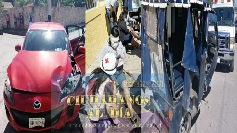 Choca a moto taxi y lesiona a cinco personas en Hunucmá