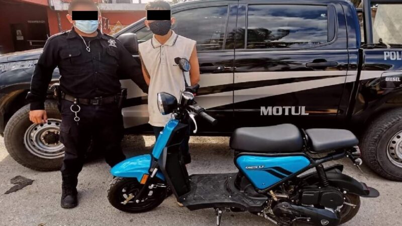 Cae robamotos en Telchac Pueblo, queda libre, el afectado no quiso interponer denuncia