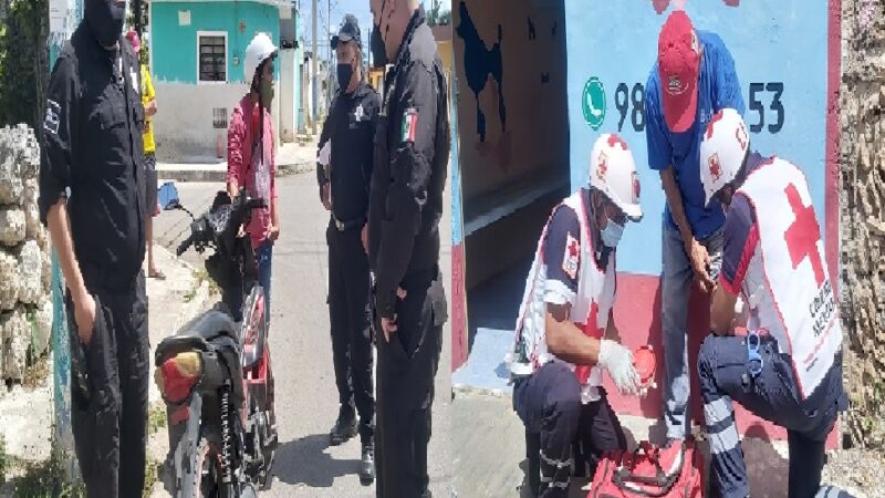 Motociclista choca a un abuelito que pedaleaba su bicicleta en calles de Tizimín
