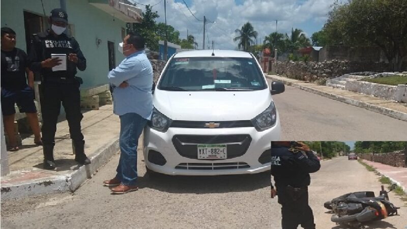 Una niña de dos años y su madre se lesionan en Tizimín, derrapan al esquivar un auto que se voló un alto