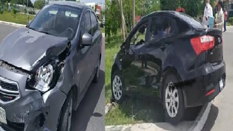 Chofer de un Kia chocó contra un Attitude, dijo que no vio el señalamiento de alto.