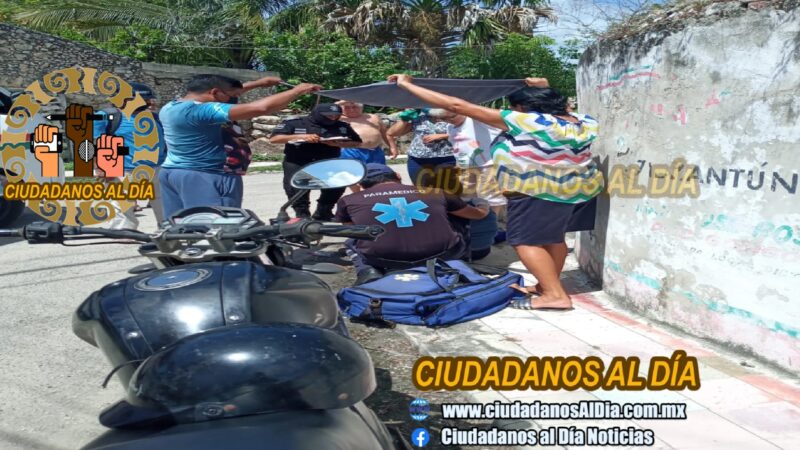 Se les atora el acelerador de una motoneta y se estrellan en un muro en Dzidzantún.