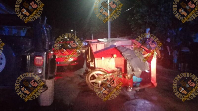 Ebrio se vuela un alto, choca un mototaxi y lesiona a cuatro personas en Motul.