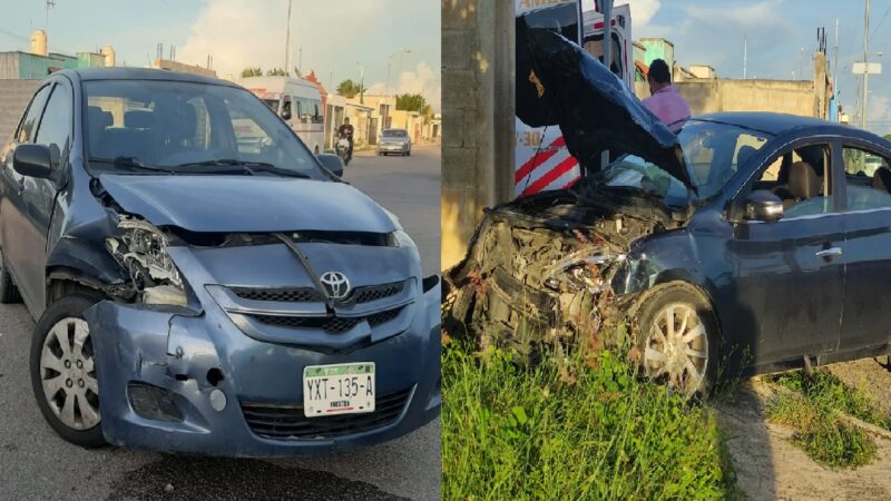 Triple imprudencia circula en sentido contrario, se vuela un alto y choca a una familia.