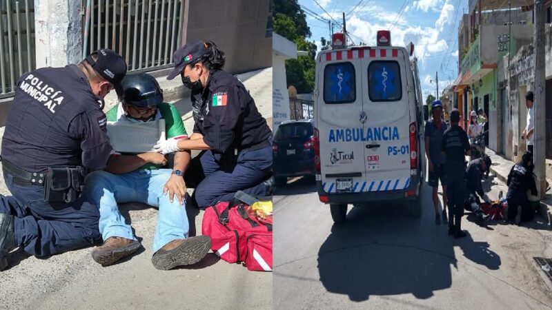 Joven motociclista se enreda con cables de Telmex, derrapa y se lesiona en Ticul