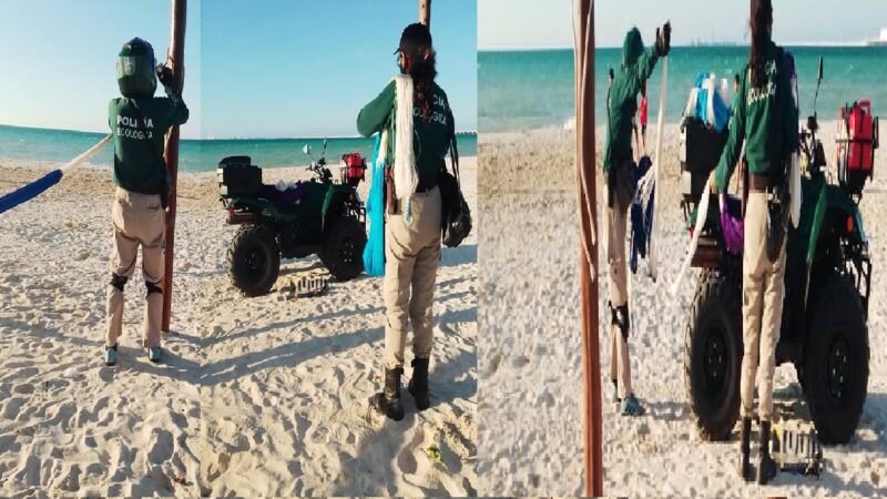 Policía de Progreso los bajan de las hamacas del playón, por no ser turistas  