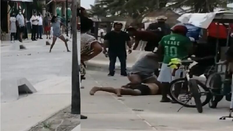 Dos mujeres ebrias se lian a golpes en el malecón de puerto Progreso