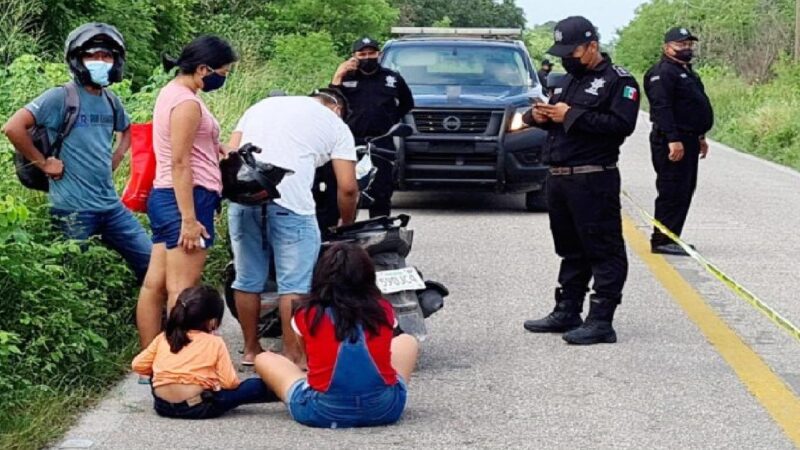 Derrapa madre y su hija de cuatro años, seles atravesó un perro en la Tetiz- Hunucmá