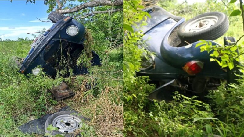 Muere un pescador, Volcó su auto por manejar ebrio en la vía Moctezuma-Dzonot Carretero
