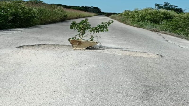 Enormes baches sobre la vía X’ Bec – Dzilam González ponen en peligro la vida de conductores
