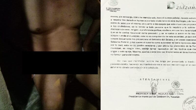 La CODHEY exhorto al alcalde de Dzidzantún inicie juicio administrativo contra policías golpeadores.