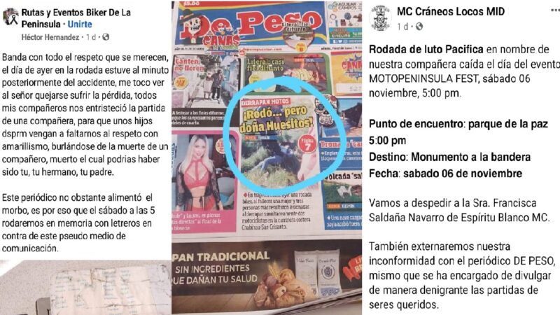 Biker rodaran en protesta por nota denigrante y amarillista contra medio impreso