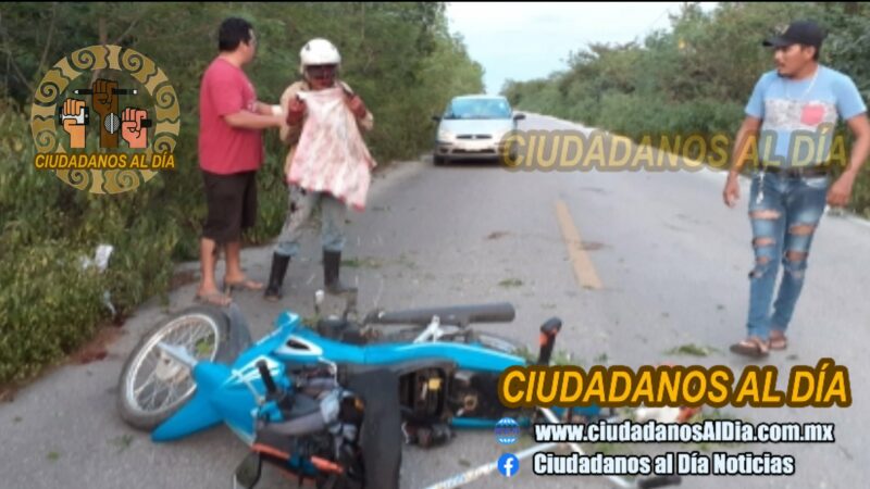 Caporal de un rancho ebrio, derrapa y se lesiona en la vía Dzidzantún- Yobaín.