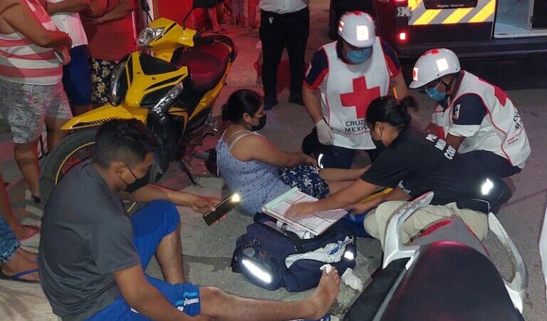 Una pareja de tizimileños se lesionaron, un borracho se les atravesó al paso