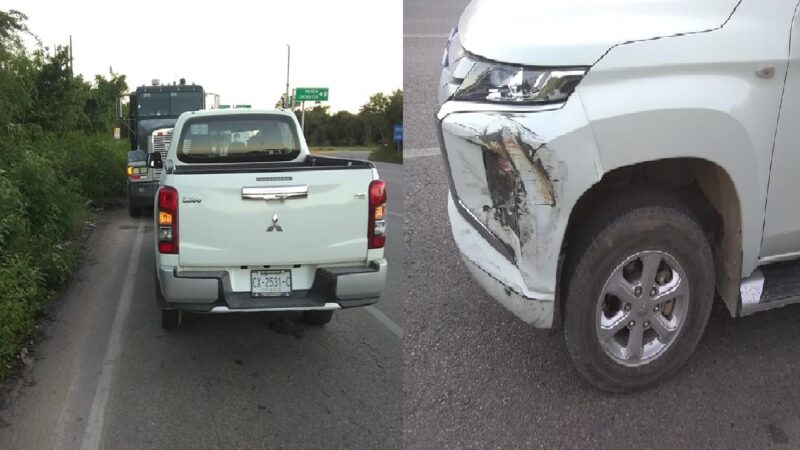Choca y destroza la parte delantera de su camioneta, se le atravesó un tractocamión