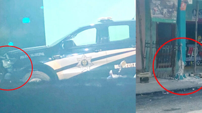 Policías de Buctzotz estrellan una patrulla contra una casa, vecinos dicen que estaban ebrios