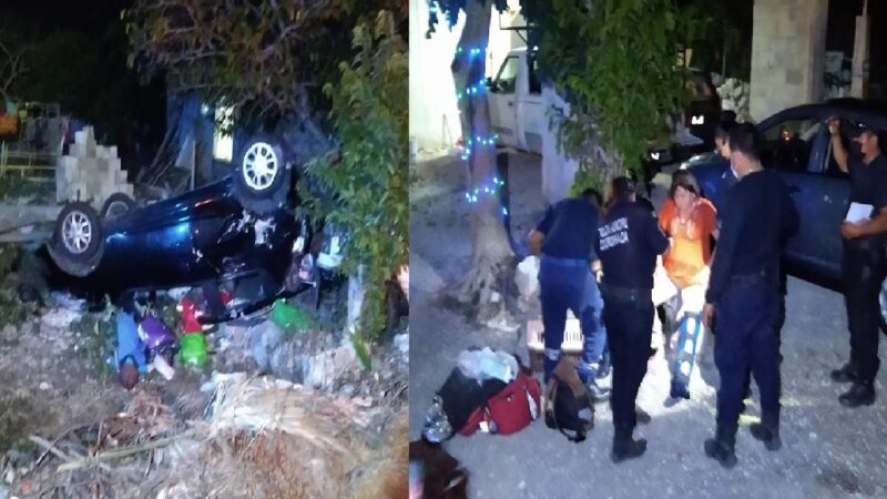 Por exceso de velocidad dos mujeres salen en una curva en el periférico de Motul y se lesionan