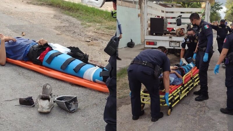 Un joven se lesiona tras caer de la parte trasera de una camioneta