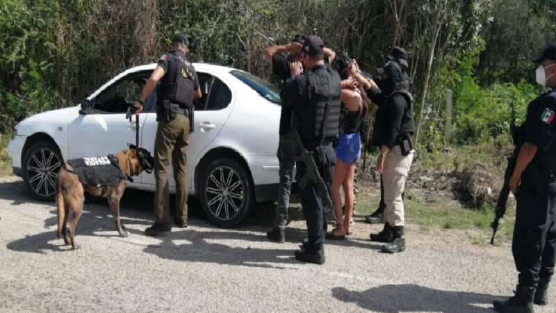 Agentes de la SSP detuvieron a tres personas con droga cristal en un retén en Tizimín
