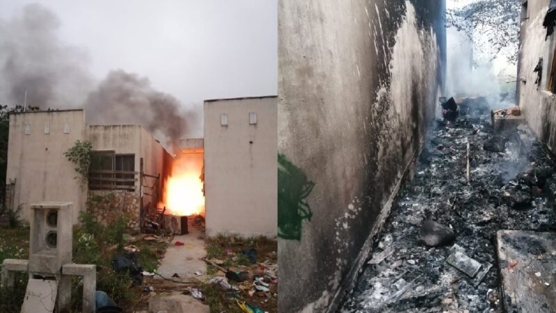 Incendian basura y pasan a quemar dos casas en Dzoyolá en Kanasín