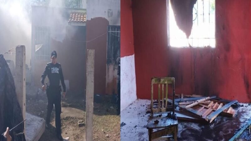 La policía de Kanasín rescató a una persona antes que se quemara dentro de su casa
