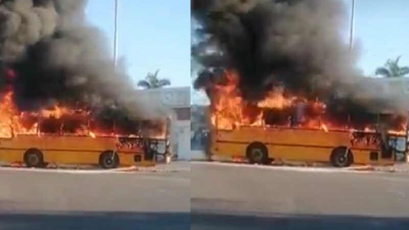 Se incendia urbano en la glorieta las palamas en Francisco de Montejo