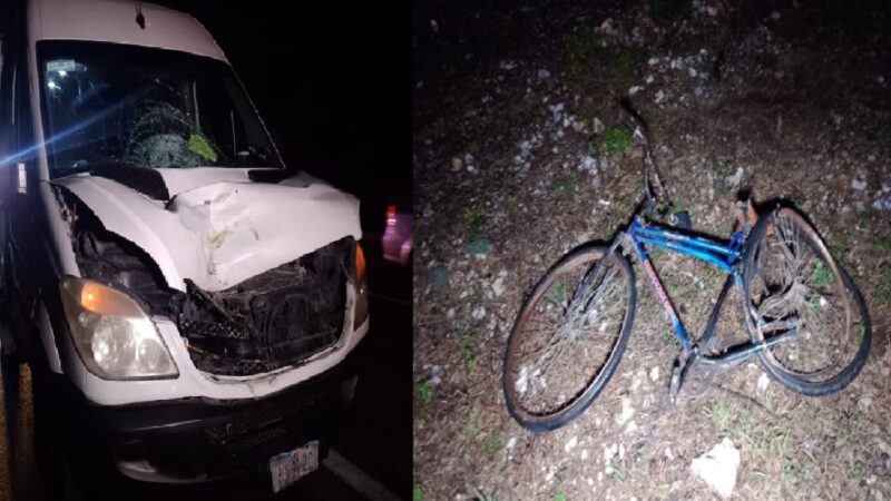 Chofer de una Van atropella y mata a un ciclista en la vía Mérida-Campeche