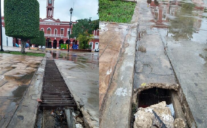 Huecos en el parque principal son un peligro para los ciudadanos dicen motuleños