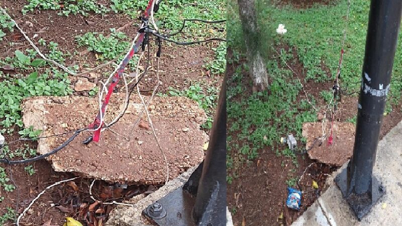 Motuleños con miedo de electrocutarse con cables tirados en el parque: dicen